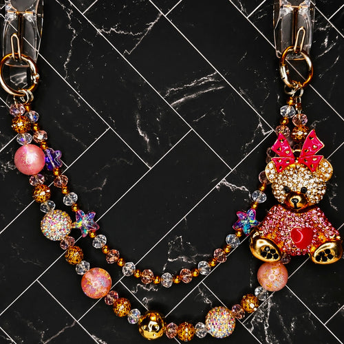 Bougie Bear Bag Charm | Rhinestone & Beaded Purse Charm