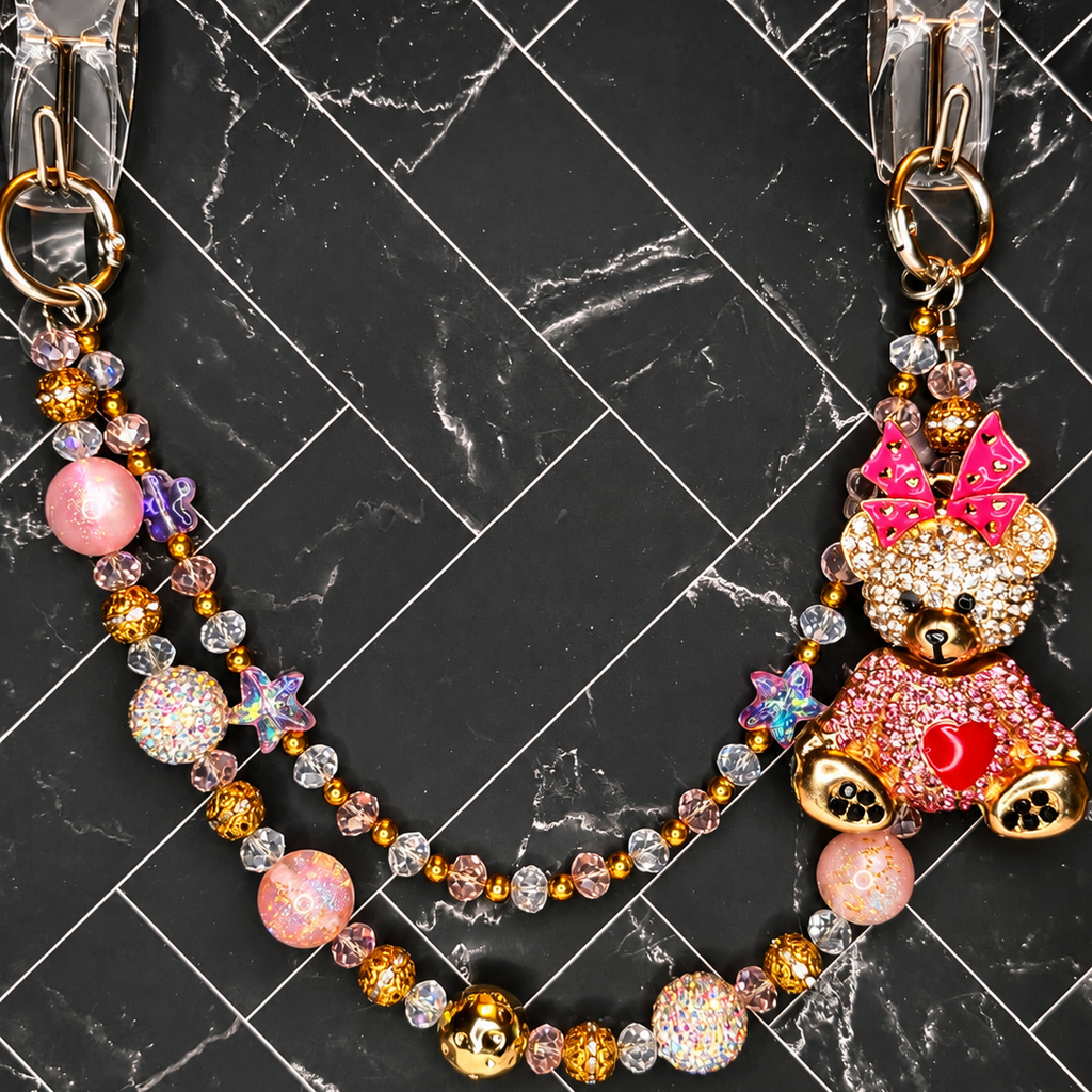 Bougie Bear Bag Charm | Rhinestone & Beaded Purse Charm