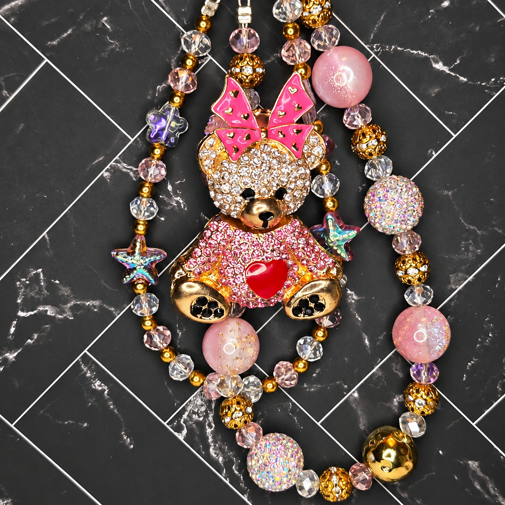 Bougie Bear Bag Charm | Rhinestone & Beaded Purse Charm