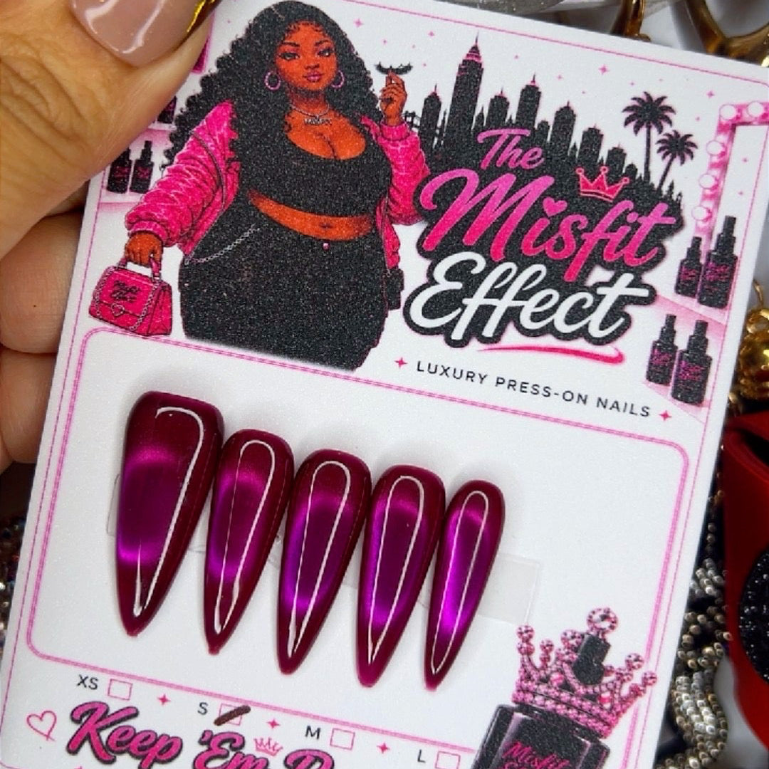Velvet After Dark | Magenta Cat Eye Stiletto Press-On Nails