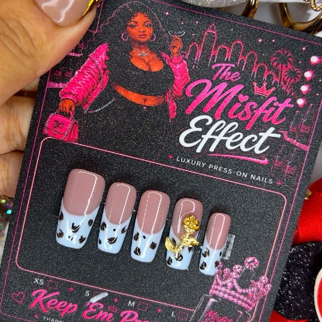 One Rose Ain’t Enough | Blue French Square Press-On Nails
