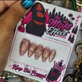 Mocha Manifest | Small Almond Brown Chrome Crystal Press-On Nails