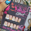 Brown Sugar Baby | Medium Baby Duck Floral Gold Crystal Press-On Nails