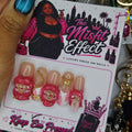 Love on Lock | Small Long Square Pink Heart Charm Press-On Nails