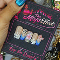 Bouquet on the Block | Small Square Blue Floral Butterfly Press-On Nails
