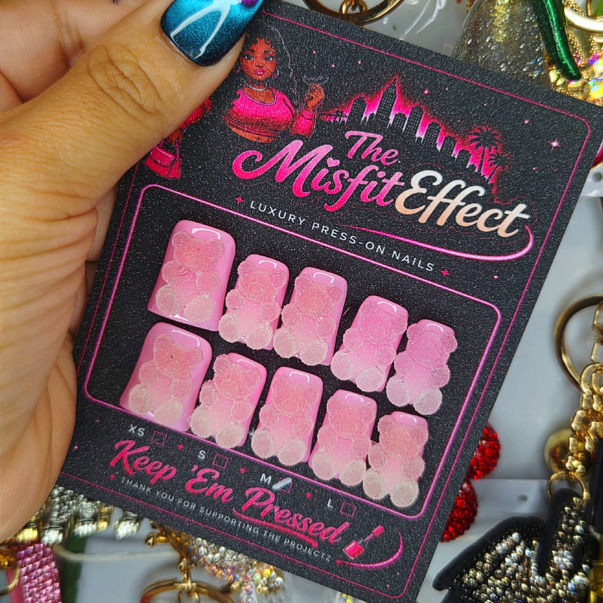 Sugar Rush Bears | Medium Duck 3D Bear Press-On Nails