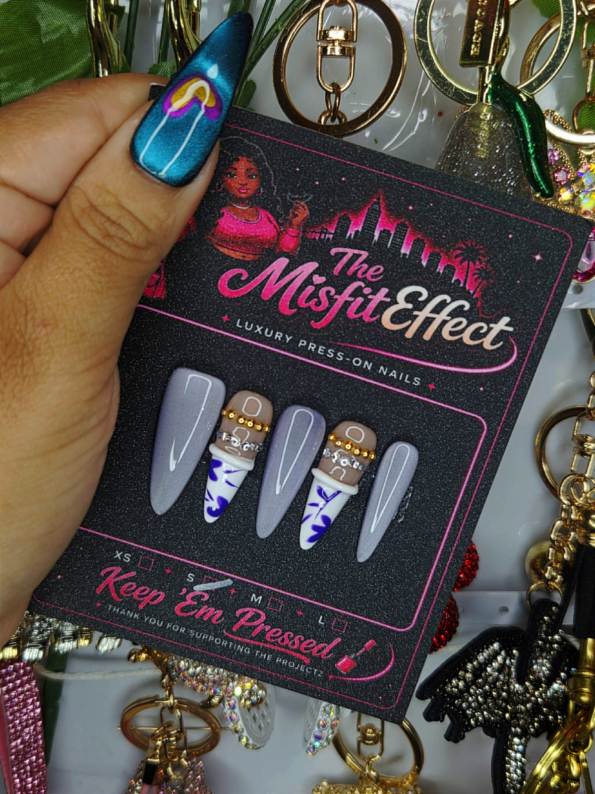 Lavender Pressure | Small Stiletto Purple Chrome Press-On Nails