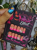 Pink Rent Due | Small Baby Duck Hot Pink Floral Crystal Press-On Nails
